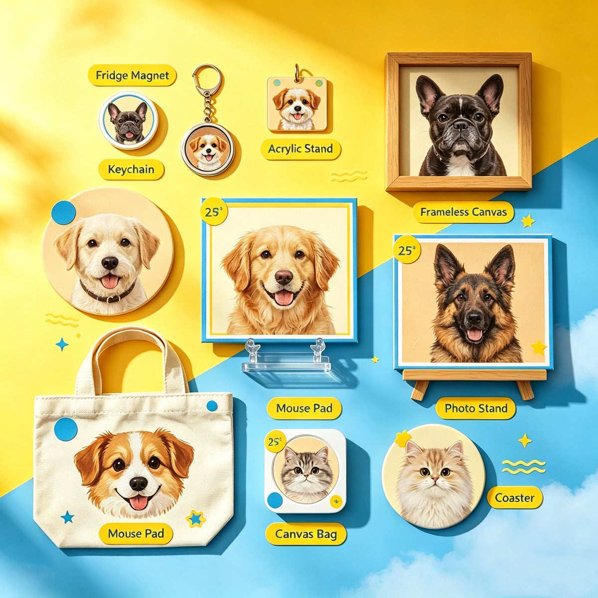 Unique Pet Lover Gift, Custom Printed Pet Portrait from Your Photo